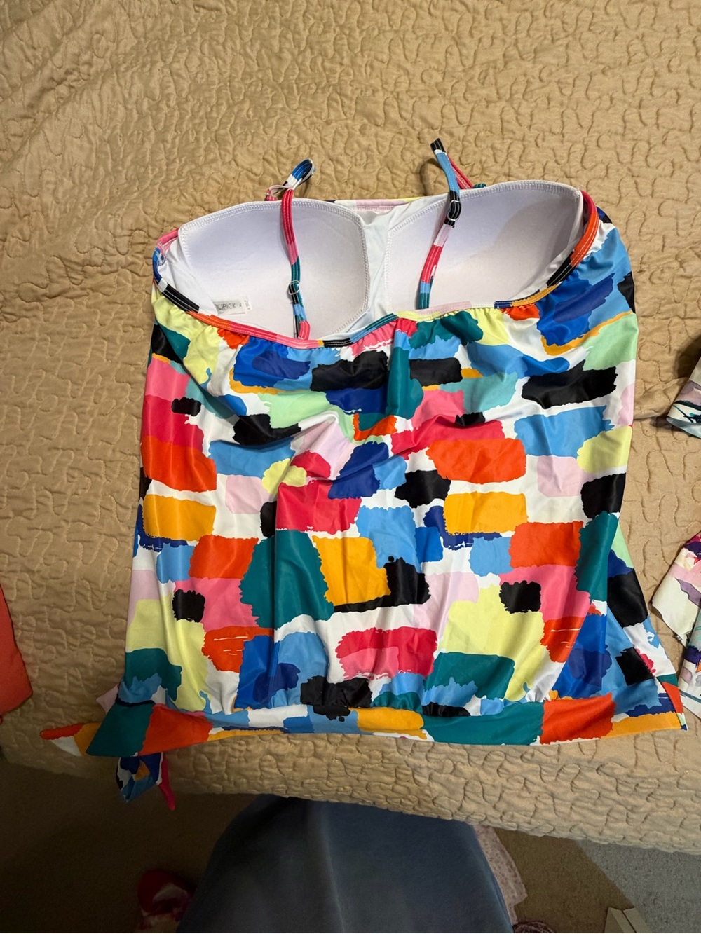 Mixed Print XL Tankini & Swim Tops Trio - Black/Multicolor/Floral - Picture 5 of 9